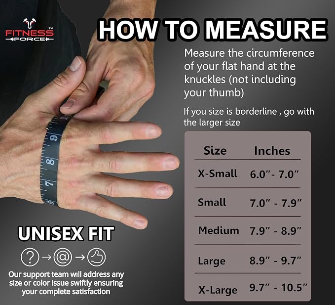 FITNESS FORCE Ventilated Weight Lifting Workout Gloves for Men & Women | Gym Gloves for Men & Women with Built-in Wrist Wraps for Men, Exercise Gloves for Weightlifting, Cycling & Cross Training