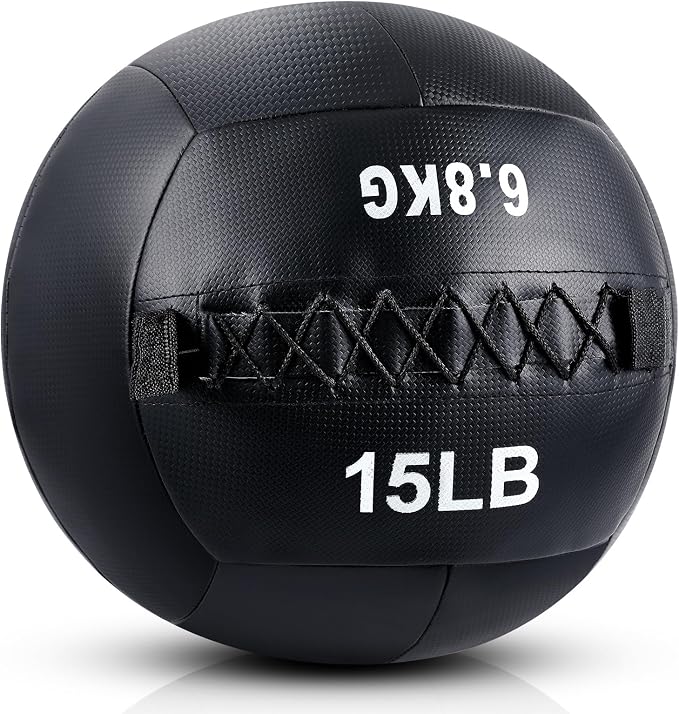 Lunmon Soft Wall Medicine Ball for Exercise Fitness Slam Weighted Med Ball with Non Slip Grip for Slamming Workout Strength Conditioning Core Training Lunge and Partner Toss