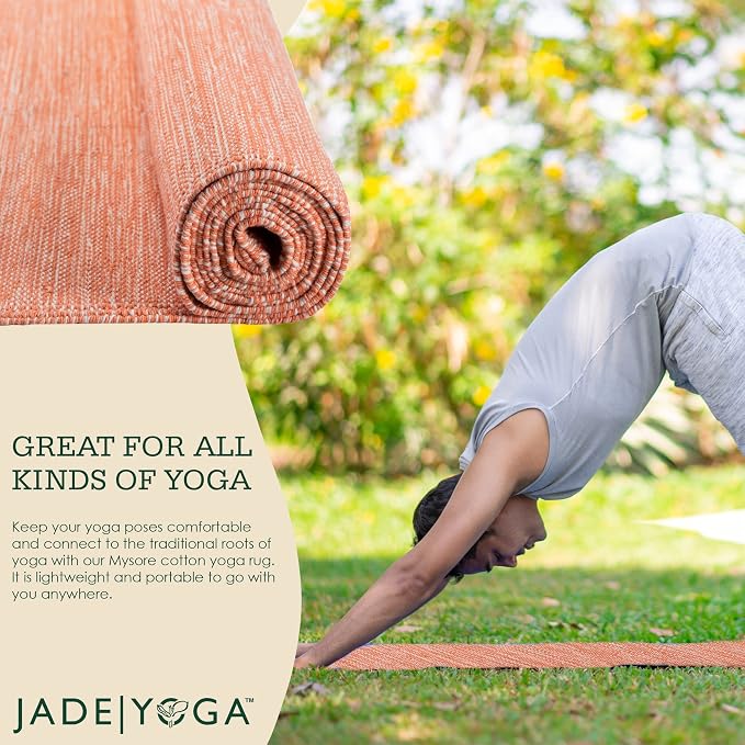 Jade Yoga Organic Cotton Hand Loomed Yoga Mat 72" Indigo