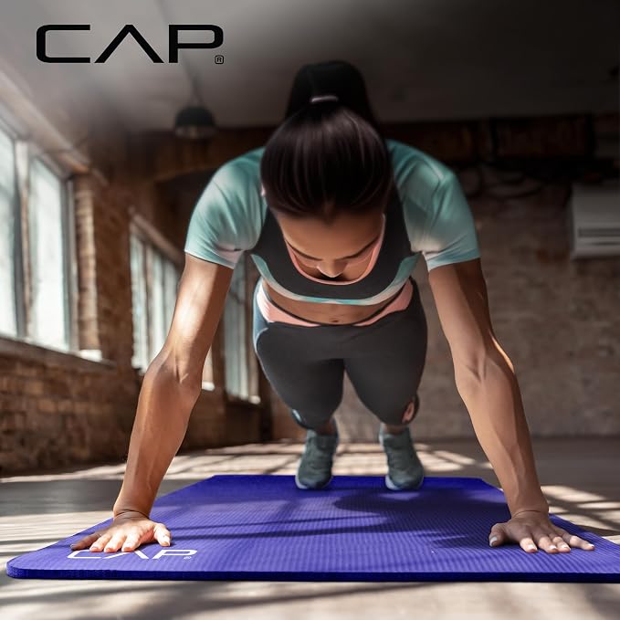 CAP Barbell 1/2-Inch High Density Exercise Yoga Mat with Strap | Multiple Options