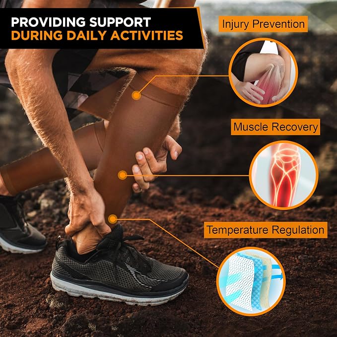 Doc Miller Compression Calf Sleeve for Men & Women, 20-30mmHg | Graduated Support for Running, Shin Splints, Calf Strain, Knee High, Small to 6XL Plus Size