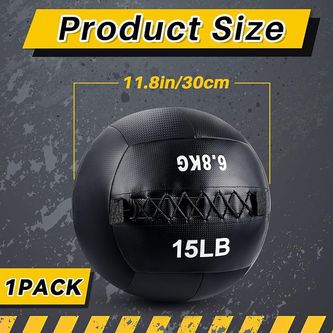Lunmon Soft Wall Medicine Ball for Exercise Fitness Slam Weighted Med Ball with Non Slip Grip for Slamming Workout Strength Conditioning Core Training Lunge and Partner Toss