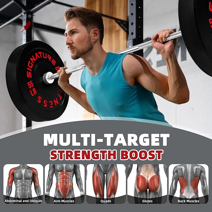 Fitvids 2-Inch Olympic Rubber Weight Plates Sets, Bumper Plates Set with Barbell for Strength Training, 180-390 Lbs Multiple Options