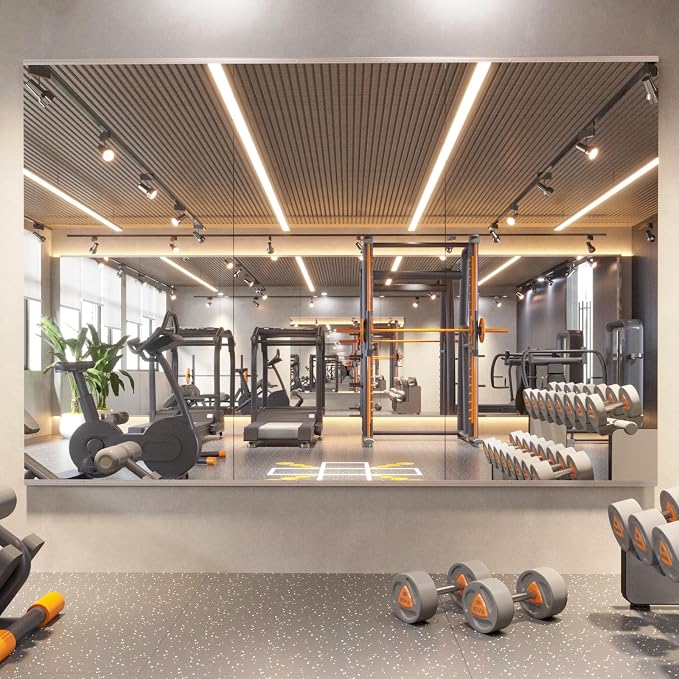 pertetey Home Gym Mirror, 65X30 Inch(Each)-3Pack Large Frameless Tempered Glass Full Body Wall Mounted Mirror for Gym, Yoga, Exercise, Dance Studio