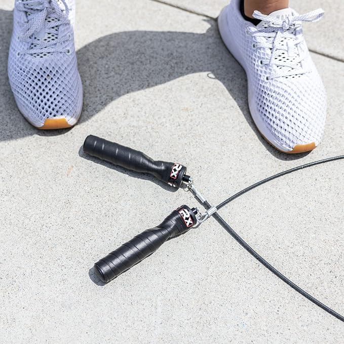 Rx Smart Gear Jump Rope - Black Ops Ergonomic Handles with Trans Black Cable Buff 3.4 | Jump Smart Weighted Speed Rope for Sports & Fitness, MMA, HIIT, Cardio Workout