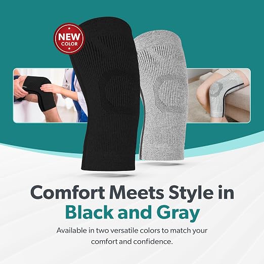 BraceAbility Plus Size Knee Brace for Women and Men – Compression Sleeve for Knee Pain Relief, Arthritis, Swelling, Osteoarthritis, Meniscus Tear, Joint Support Knee Stabilizer (XL/2XL Gray)