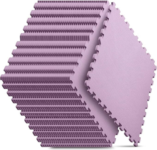36 Pack Home Gym Mat, Puzzle Exercise Mat, EVA Interlocking Foam Floor Tiles for Home Workout Equipment and Kids' Play Areas - Blue, 24 in x 24 in x ½ in - (Pink, 36 Pack (144 sq ft))