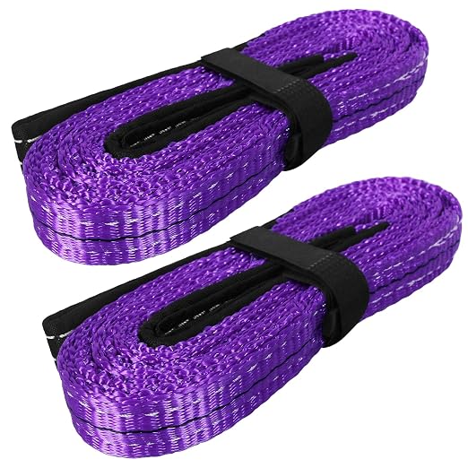 Lift Sling Straps,1" x 4' 2-Ply Heavy Duty Flat Eye Lift Slings 2 Pack | Polyester Lifting Strap Nylon Tree Saver Recovery Strap Web Sling Rigging Moving Tow Hoist Gear Strap 3200 lb 2600 lb 6400 lb