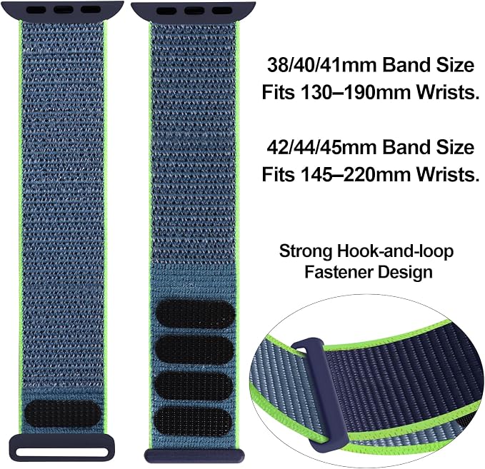 Sport Loop Nylon Band Compatible with Apple Watch Band 38mm 40mm 41mm 42mm 44mm 45mm 49mm Ultra 2 iWatch Series 9 8 7 6 SE 5 4 3 2 1 Strap, Fit for iPhone Watch Band Women Men Stretchy | Nylon Sport Loop Wristband Compatible with Apple Watch Ultra 2 38...