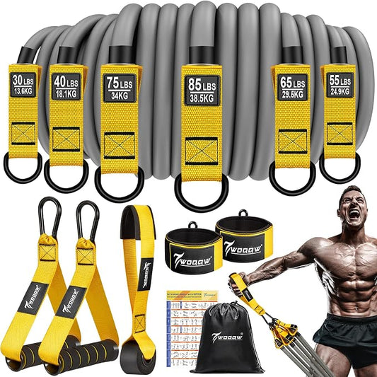 WOQQW Heavy Resistance Bands for Working Out, 350lbs/450lbs Exercise Bands with Handles, Workout Bands Set for Men, Fitness Weight Bands for Muscle Strength Training,Stretching,Slim,Home Gym Equipment