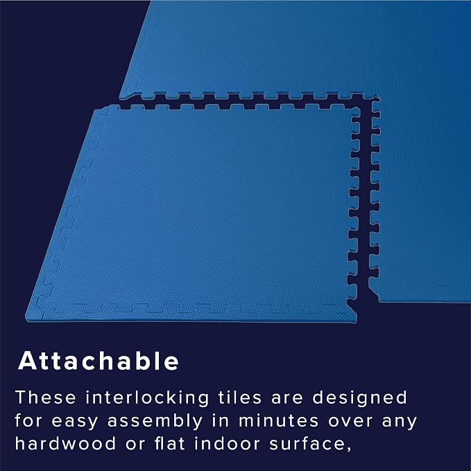 We Sell Mats 1/2 Inch Thickness Multipurpose EVA Foam Floor Tiles, Interlocking Floor Mat for Indoor Gym and Home Use, 24 in x 24 in, Blue, 100 Square Feet (25 Tiles)