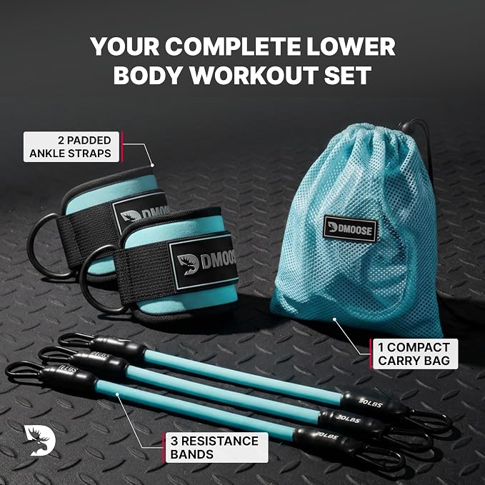 DMoose Ankle Strap for Cable Machine - One Size Fit with Premium Padding, Workout Kickback Ankle Cuffs, Ankle Bands for Working Out, Booty Workouts, Leg Extension, Hip Abductors & Lower Body Exercises