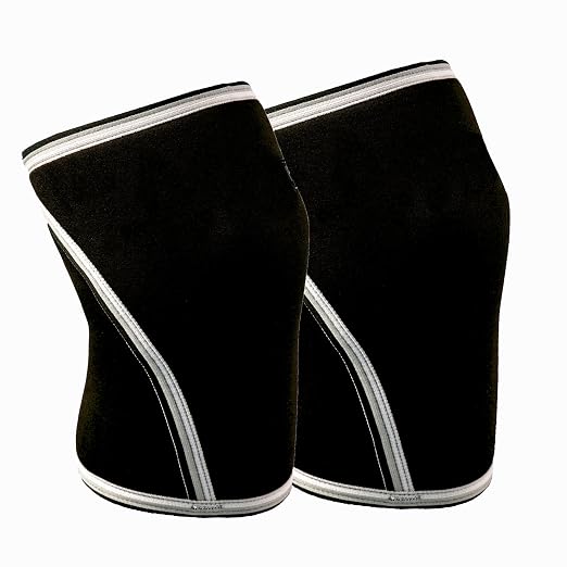 Knee Sleeves (1 Pair) 7mm Neoprene Thick Compression Knee Brace Support for Weightlifting, Powerlifting, Squatting and Cross Fit Training Fitness for Women and Men Black, L