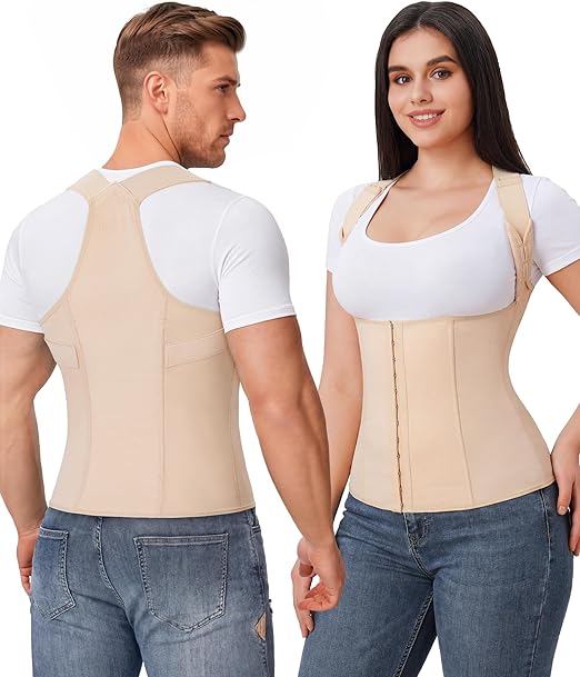 YERKOAD Back Brace for Women Full Back Straightener Posture Corrector Beige | Breathable Back Support Posture Corrector Adjustable Waist Trainer Full Back Pain Relief Brace for Working, Exercising
