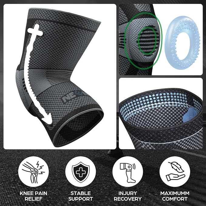 NEENCA Professional Knee Brace, Medical Knee Support for Women & Men Relief | Upgraded Version, Patented Patella Gel Pad & Side Stabilizers, For Knee Pain, Swelling, ACL,PCL, Circulation, Sports, Workout