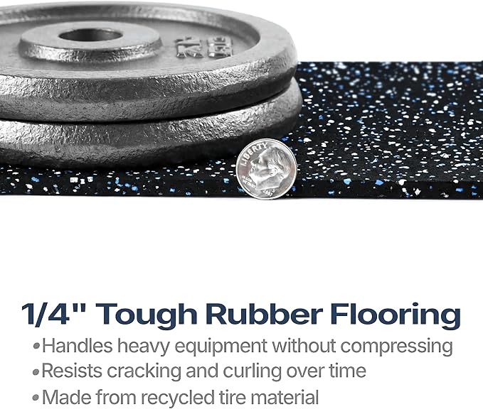 Flooring Inc's 1/4" Thick Tough Rubber Flooring Roll | Flexible Recycled Rubber Floor Mats for Home Gym | Heavy Duty Rubber Mat for Home Gyms, Sheds, Horse Stall Mat or Trailer