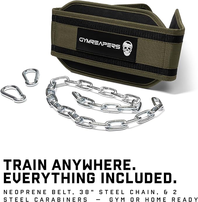 Gymreapers Dip Belt With Chain For Weightlifting, Pull Ups, Dips - Heavy Duty Steel Chain For Added Weight Training