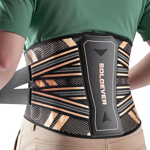 Ultra Breathable Back Brace for Lower Back Pain Relief Medical Grade | Copper Infused Lumbar Support Belt with Bionic Support System,Back Support Brace for Sciatica,Men&Women,Chest Brace(Small）