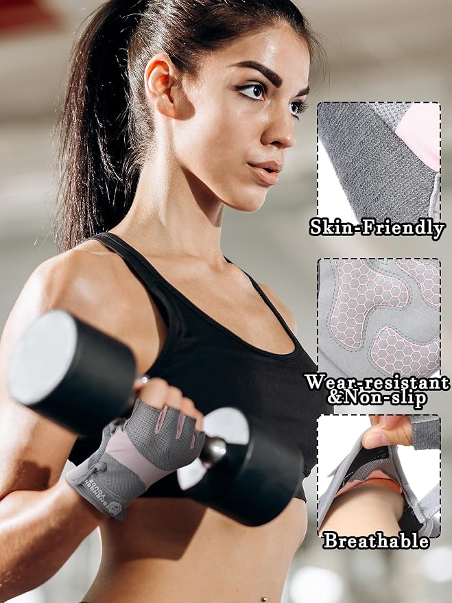 Fourluoo 3 Pairs Weight Lifting Gloves for Men Women, Gym Workout Gloves with Full Palm Protection, Breathable Anti-Slip Fitness Glove for Training, Cycling, Pull-ups, Medium