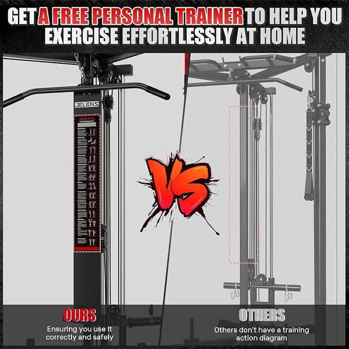 CC01 Cable Crossover Machine with High and Low Pulley System, Functional Trainer with Pull Up Bars and Optional Bundle, Cable Machine for Home Gym Power Workout