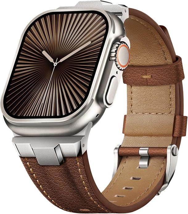 Suitisbest Leather Band Compatible for Apple Watch Ultra Band 49mm 46mm 45mm 44mm 42mm 41mm 40mm, Genuine Leather Replacement Strap for iWatch series 11 10 9 8 7 6 5 4 3 2 1, SE 3 2 1, Ultra 3 2 1