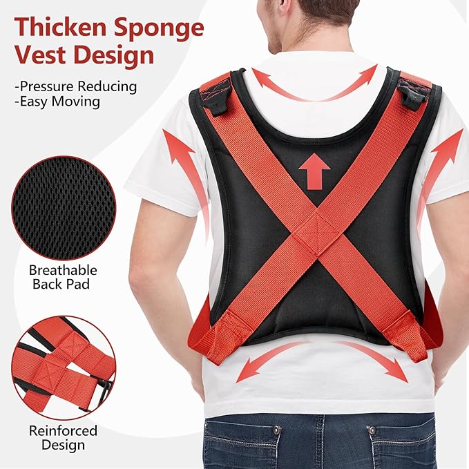 KEDSUM Moving Straps 1 Person-Back Carry, Lifting Straps Moving Free Your Arms, Heavy Duty Strap for Appliance, Thicken Sponge Vest, Upgraded Move Tool for Renters&Movers, Break Strength Over 600LBS