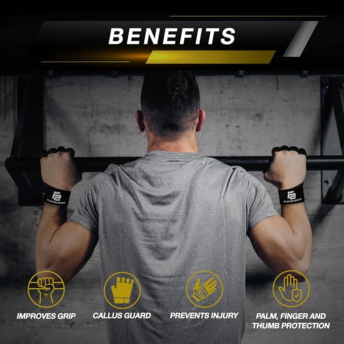 Fit Active Sports New Ventilated Weight Lifting Workout Gloves with Built-in Wrist Wraps for Men and Women - Great for Gym Fitness, Cross Training, Hand Support & Weightlifting.