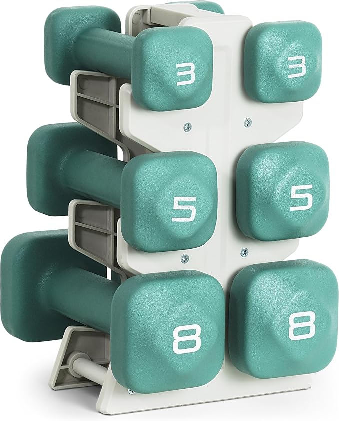 Tone Fitness Neoprene Dumbbell Set with Storage Rack – Non-Slip, Anti-Roll Hand Weights for Home Gym Workouts | 20 lb, 32 lb, 50 lb, 60 lb & 100 lb Options