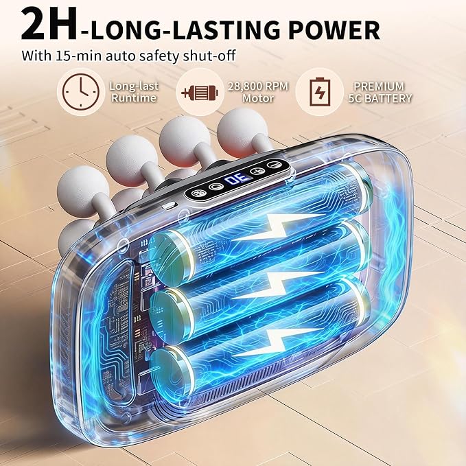 16 Head Massage Gun, 2026 Upgrade Deep Tissue Massager with 48KG Force, 3 Modes & 30 Intensities, Portable and Quiet Percussion Gun for Neck, Back, Legs, Waist, Buttocks Muscle Pain Relief