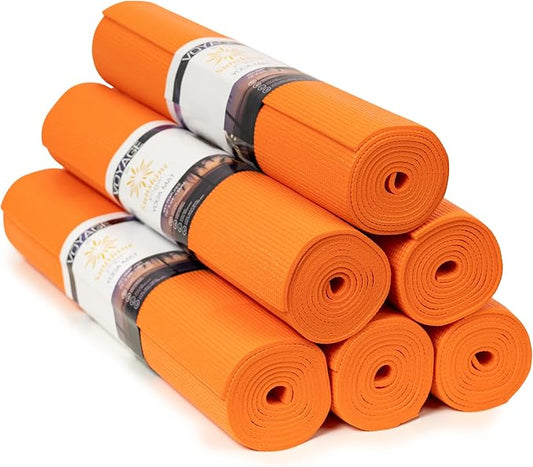 Voyage 5mm Studio Yoga Mats, 6 Pack, 72x24in | Extra Long, Anti-Tear Exercise Mats for Workout, Stretching, Fitness - Non Slip Gym Mats for Home, Schools and Studios