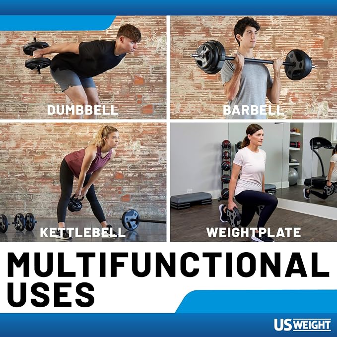 US Weight Weight Set for Home Gym - Barbell, Curl Bar or Multi-Use Options - Various Weight Options