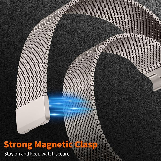 Bands Compatible with Apple Watch Ultra 3/2/1 Band 49/46/45/44mm | Milanese Loop Magnetic Stainless Steel Strap for iWatch Ultra SE 3/2/1 Series 11 10 9 8 7 6 5 4 3 2 1 Men, Titanium