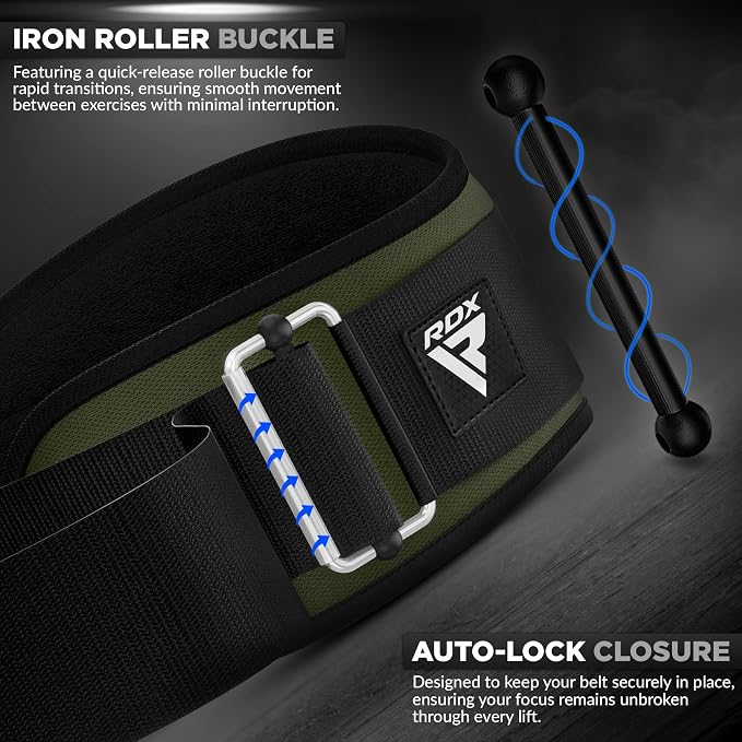 RDX Weight Lifting Belt AUTO LOCK, 6.5” Padded Back Support, Men Women Gym Fitness Strength Training, Bodybuilding Powerlifting Weightlifting Workout, Deadlift Squat, Pro Exercise Equipment