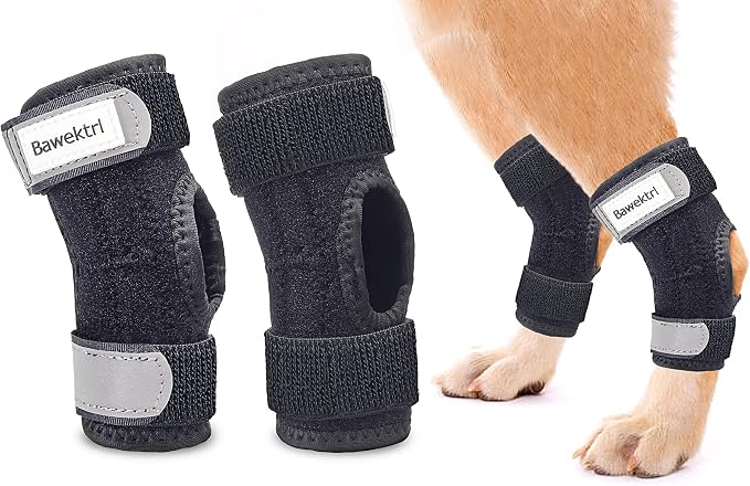 Dog Leg Braces for Rear Legs, Hock Brace for Back Legs with Metal Strips and Safety Reflective Straps for Short Legs, Joint Warps Support for Hind Legs Injuries Sprains Arthritis (Medium(1Pair)