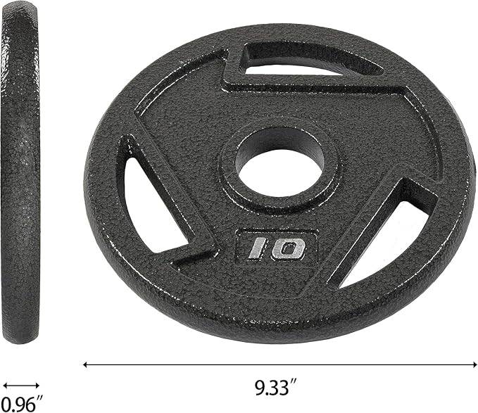 Elevon 2-Inch/1-Inch Cast Iron Weight Plate for Strength Training and Weightlifting, Olympic Grip Plate for Barbell