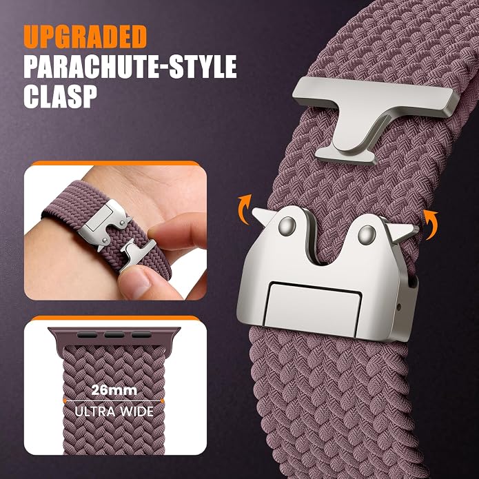Elastic Sport Band for Apple Watch Ultra 3/2/1 Bands 49mm 46mm 45mm 44mm 42mm 41mm 40mm 38mm Men Women, Adjustable Parachute Buckle Nylon Fabric Wristband for iWatch Series 11 10 SE 9 8 7 6 5 4 3