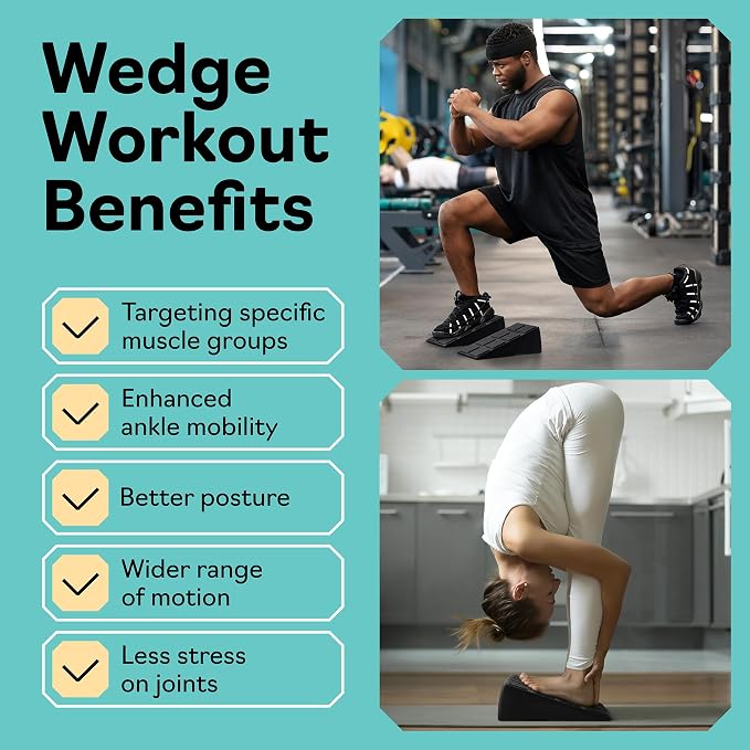 Squat Wedge Block Set of 3/5 - 960 LBS Capacity - Slant Board for Calf Stretching with 5 Stackable Angles - Calf Stretcher Slant Board - Workout Equipment - EPP Material for Exercise Equipment & Physical Therapy