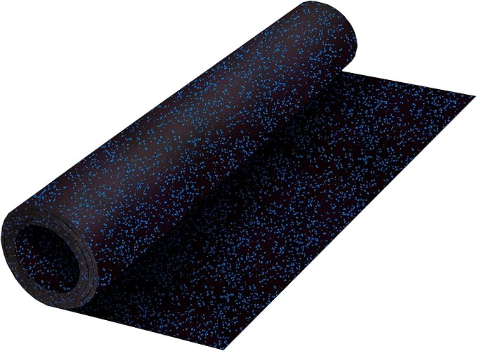 Genaflex Rubber Gym Floor Mat, Heavy Duty Commercial Protective Gym Flooring Roll - 8mm Thick (10% Blue, 4' X 10')