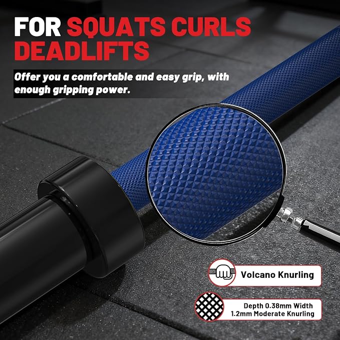 PAPABABE 7ft Barbell 45lb Olympic Barbell 1000/1500lbs Capacity Home Gym | 7ft 45lb 2" Olympic Barbell, 1000/1500lbs Capacity, Hybrid Needle Bearings & Bushings for Squat Curl Deadlift