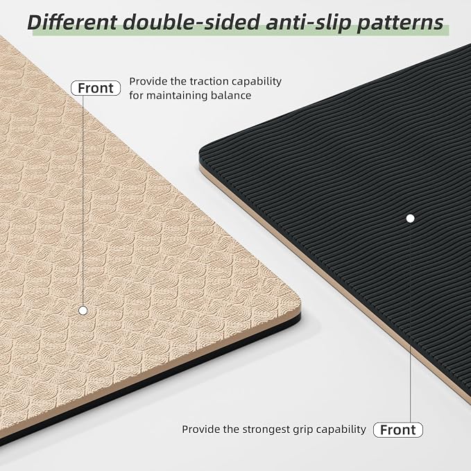 Yoga Mat Thick（8mm）Exercise Mat Non Slip Anti-tear,Pilates Mat for Men and Women,Workout Mats for Home,Barefoot Workouts and Floor Exercise,with Carrier Strap(71"x 24")