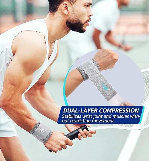 Wrist Brace (2 PCS) - Adjustable Compression for Carpal Tunnel Arthritis Tendonitis Sprain Pain Relief | Wrist Support Wrist Wraps for Both Hands, Ideal for Sports & Gym Workouts (Gray)