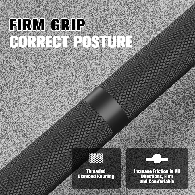 RitFit Elite 7ft Olympic Barbell, Robust 45lb Barbell for Weightlifting and Powerlifting, Superior Olympic Bar with Exceptional 500lbs Load Capacity, Weight Bar for 2” Standard Plates