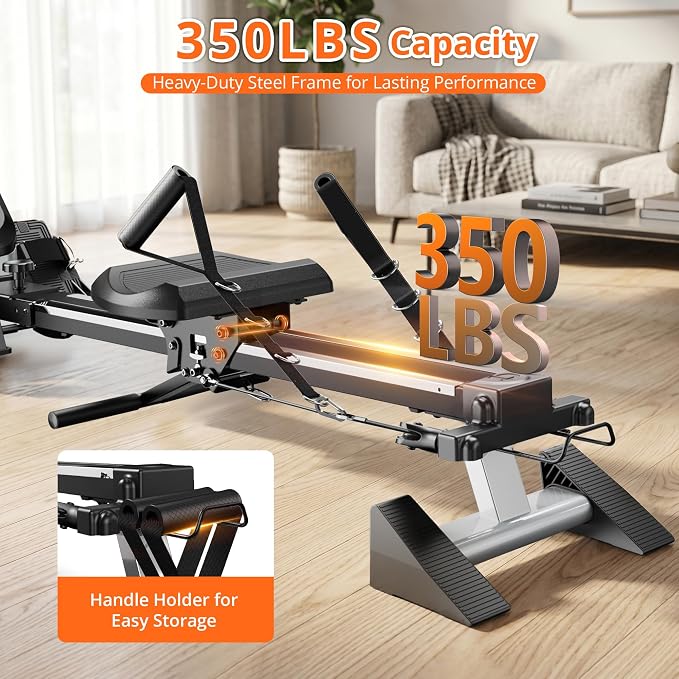 pooboo Magnetic Rowing Machines Rower Foldable with 16 Level Resistance Indoor Rower Machines with Digital Monitor & Transport Wheels for Home Use