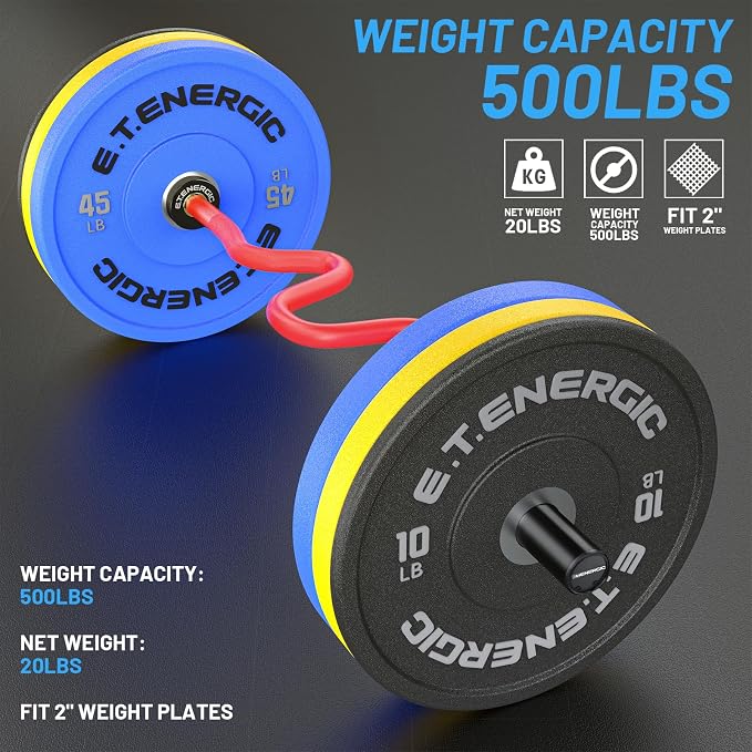 47” Solid Steel Olympic Curl Bars, 500LB | EZ and Super EZ curl bars with knurled grips, rotating sleeves, solid steel build, and 2-inch Olympic plate compatibility