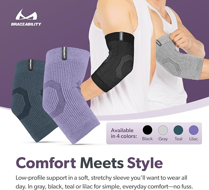 BraceAbility Elbow Compression Sleeve for Bursitis - Olecranon Elbow Brace for Tendonitis, Tennis Elbow, Golfers Elbow, Arthritis, Joint Pain Relief, Arm Support Sleeve for Men and Women (2XL - Black)