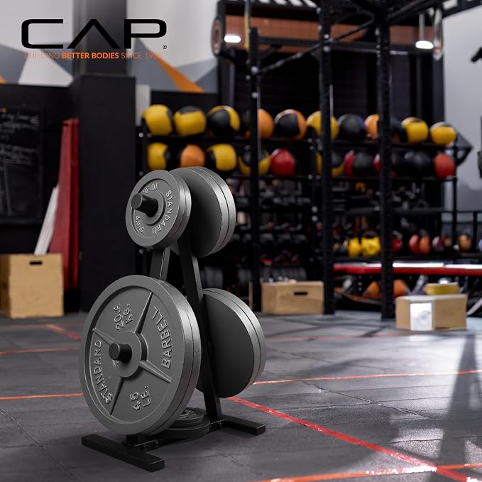 CAP 2-Inch Olympic Plate Tree Rack for Home Gym, Heavy-Duty A-Frame Weight Plate Storage Rack, Space-Saving Plate Organizer Stand, 5-Post & 7-Post, 300lb & 500lb Weight Capacity