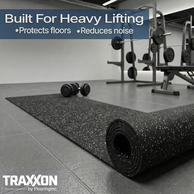Flooring Inc's 1/4" Thick Tough Rubber Flooring Roll | Flexible Recycled Rubber Floor Mats for Home Gym | Heavy Duty Rubber Mat for Home Gyms, Sheds, Horse Stall Mat or Trailer