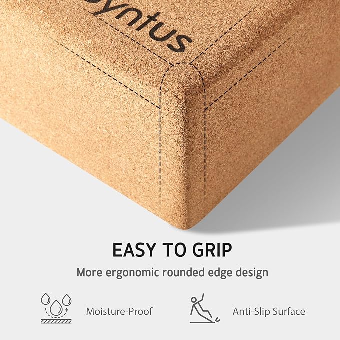 Syntus Yoga Block and Yoga Strap Set, Soft Non-Slip Yoga Blocks 9×6×4 inches, 8FT Metal D-Ring Strap for Yoga, General Fitness, Pilates, Stretching and Toning