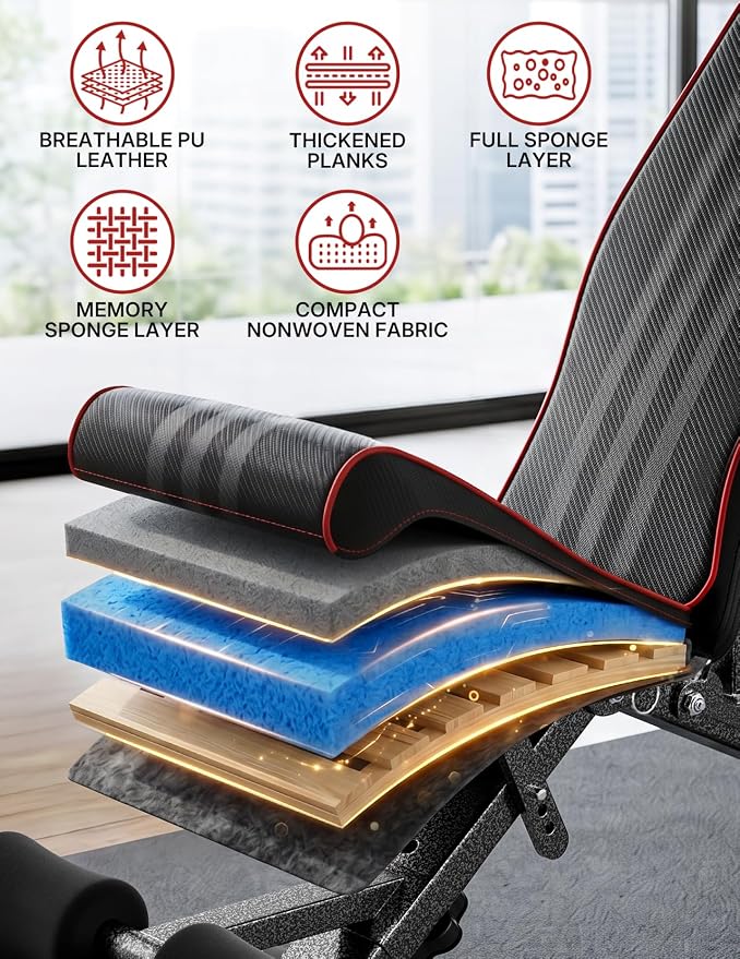 Multi-Function All in 1 Weight Bench Set - Multi-Positions Heavy Duty Weight Lifting Sit Up Bench Workout Benchs Folding Bench Press for Home Gym