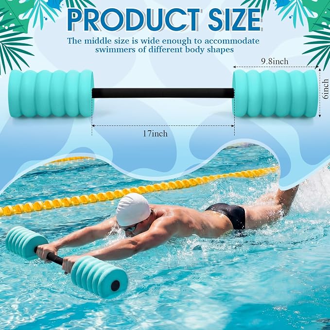 Soulchen Long Aquatic Exercise Dumbbells Pool Exercise Foam Water Weights Dumbbell Aquatic Pool Barbells with High Density EVA Foam for Swim Water Aerobics Workouts Loss